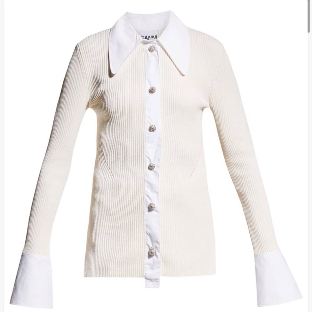 GANNI Melange Knit Sweater - Vanilla Ice NWT